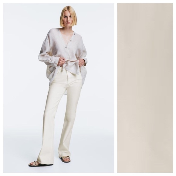 NWT. Massimo Dutti Cream High -Waist Skinny Flare Fit Jeans. Size 12. - Picture 1 of 10